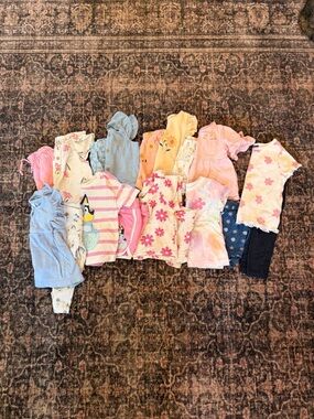 Toddler Girls Mixed Clothing Bundle - Pink, Yellow, Blue